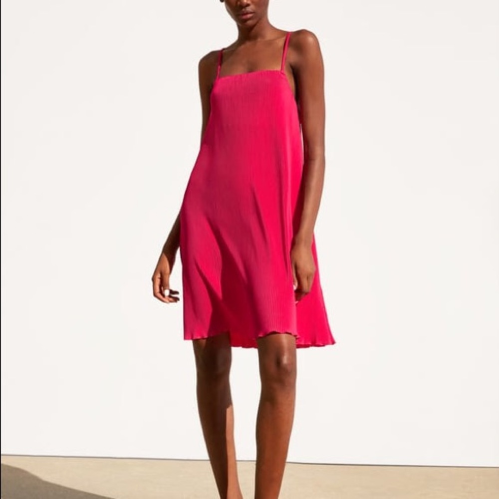 ZARA PLEATED SLEEVELESS PINK FUCHSIA DRESS BRAND NEW WITH TAGS SMALL